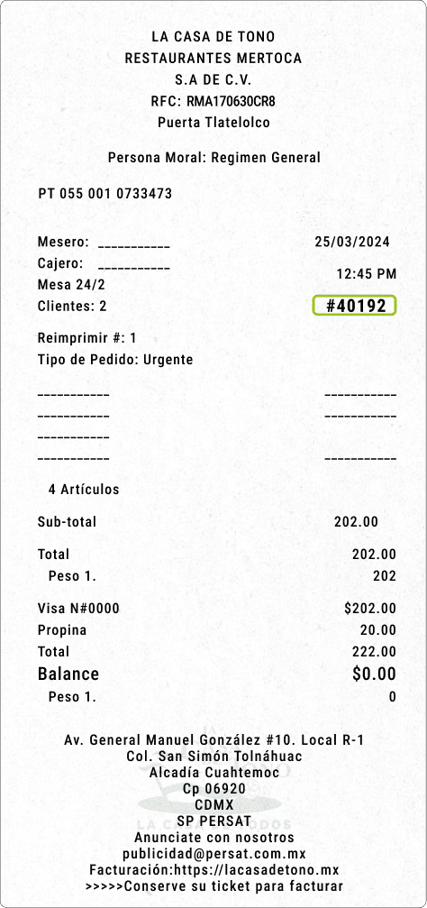 Número de Ticket