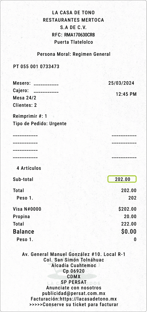 Ticket Subtotal